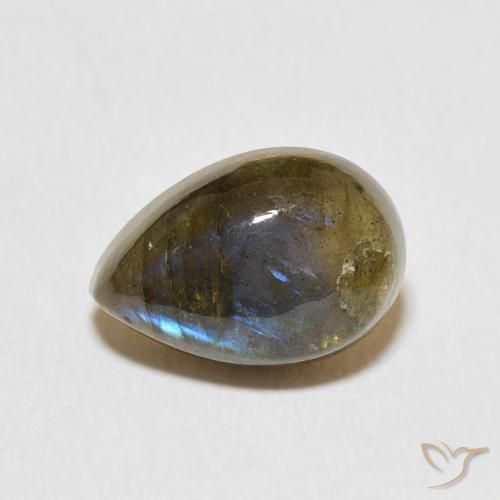 3.92ct Natürlicher Mehrfarbig Labradorit, Birnenform, Lichtdurchlässig