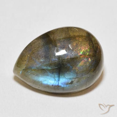 13.20ct Natürlicher Mehrfarbig Labradorit, Birnenform, Lichtdurchlässig