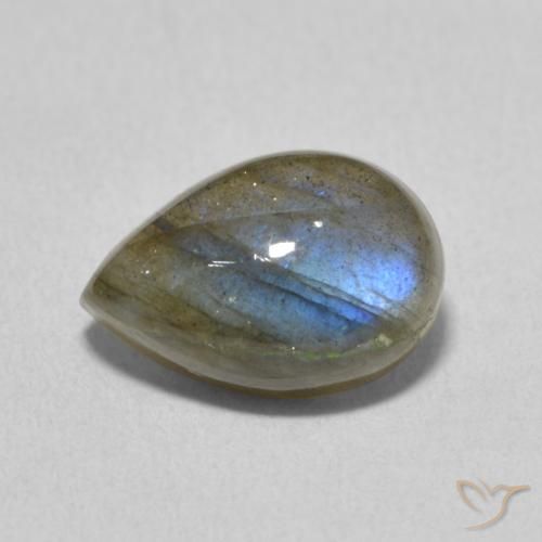 3.89ct Natürlicher Mehrfarbig Labradorit, Birnenform, Lichtdurchlässig