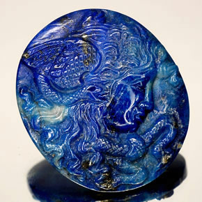 48,25 ctw natürlicher blauer Lapislazuli, Fantasieschliff, Lichtundurchlässig