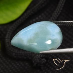 9,17 ctw natürlicher hellblau-grün Larimar, Birnenform, Lichtundurchlässig
