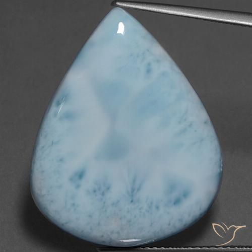 27,41 ctw natürlicher türkiser Larimar, Birnenform, Lichtundurchlässig