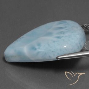 27,41 ctw natürlicher türkiser Larimar, Birnenform, Lichtundurchlässig