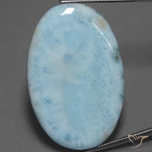 53.89ct Natürlicher hellblau-grün Larimar, Oval, Lichtundurchlässig