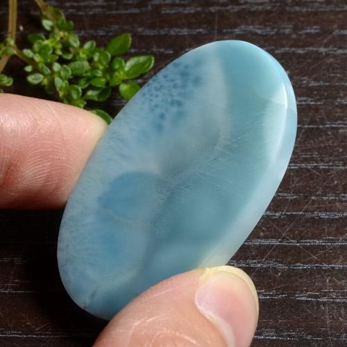 51,45 ctw natürlicher blauer Larimar, Oval Schliff, Lichtundurchlässig