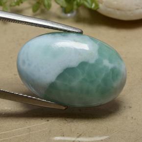 16,78 ctw natürlicher grüner Larimar, Oval Schliff, Lichtundurchlässig