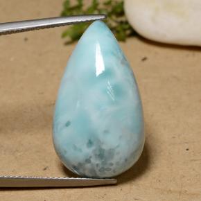 22,75 ctw natürlicher blauer Larimar, Birnenform, Lichtundurchlässig