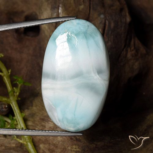 36,48 ctw natürlicher türkiser Larimar, Oval Schliff, Lichtundurchlässig