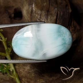 36,48 ctw natürlicher türkiser Larimar, Oval Schliff, Lichtundurchlässig