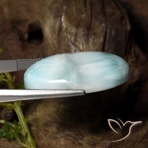 36,48 ctw natürlicher türkiser Larimar, Oval Schliff, Lichtundurchlässig