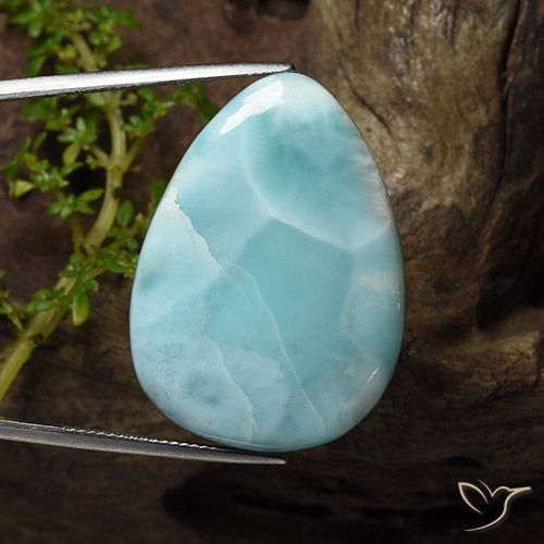 43,22 ctw natürlicher blauer Larimar, Birnenform, Lichtundurchlässig