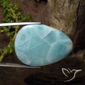 43,22 ctw natürlicher blauer Larimar, Birnenform, Lichtundurchlässig