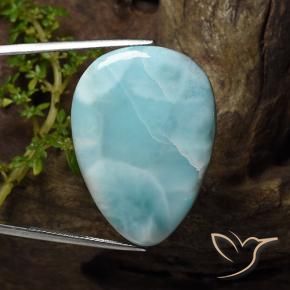 43,22 ctw natürlicher blauer Larimar, Birnenform, Lichtundurchlässig