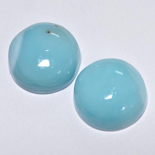 7,23 ct natürliche türkiser Larimar-Edelsteine, Rundschliff, Lichtundurchlässig