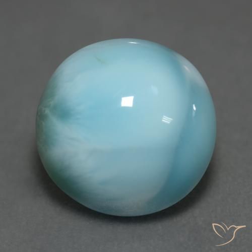 6.33ct Natürlicher Helles Blaugrün Larimar, Runden, Lichtundurchlässig