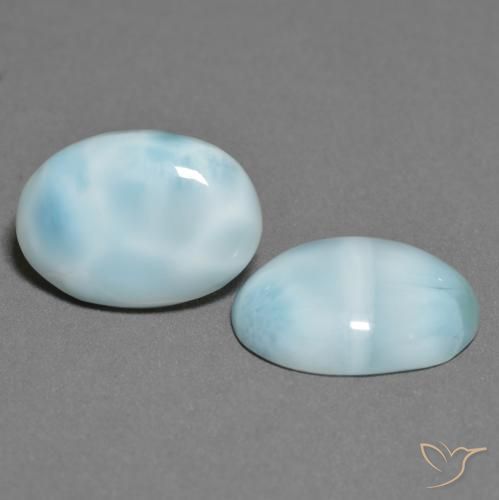 9.96 ct natürliche hellblau-grün Larimar-Edelsteine, Oval Schliff, Lichtundurchlässig