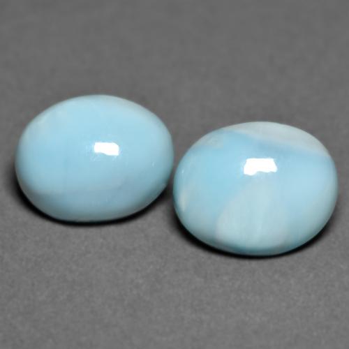 6,43 ct natürliche türkiser Larimar-Edelsteine, Oval Schliff, Lichtundurchlässig