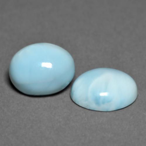 6,43 ct natürliche türkiser Larimar-Edelsteine, Oval Schliff, Lichtundurchlässig