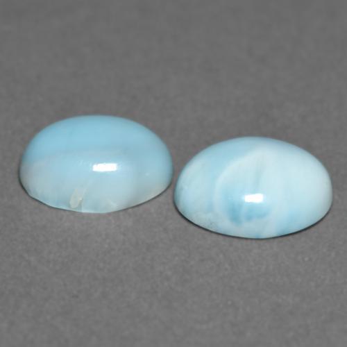 6,43 ct natürliche türkiser Larimar-Edelsteine, Oval Schliff, Lichtundurchlässig