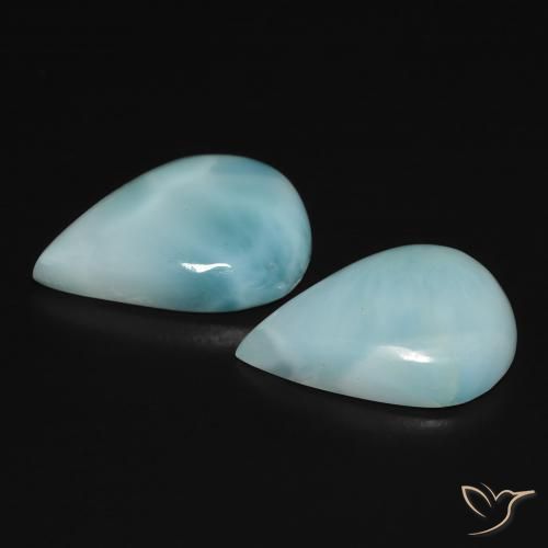 7.32 ct natürliche Blau-grün Larimar-Edelsteine, Birnenform, Lichtundurchlässig