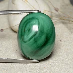 32,84 ctw natürlicher grüner Malachit, Oval Schliff, Lichtundurchlässig