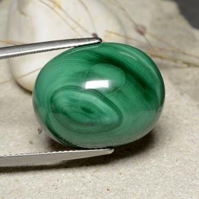 32,84 ctw natürlicher grüner Malachit, Oval Schliff, Lichtundurchlässig