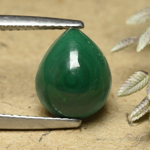 5.86ct Natürlicher Grün Malachit, Birnenform, Lichtundurchlässig
