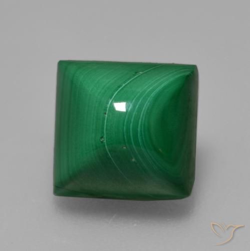5.85ct Natürlicher Mittelgrün Malachit, Quadrat, Lichtundurchlässig