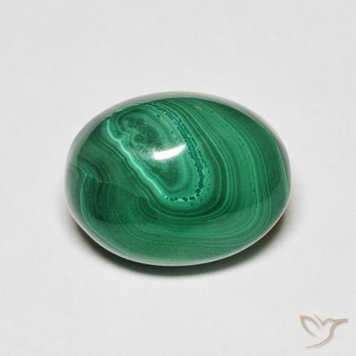 6.41ct Natürlicher Mittelgrün Malachit, Oval, Lichtundurchlässig