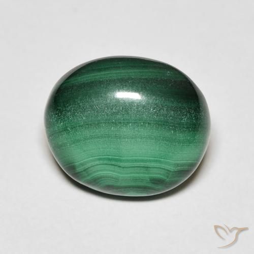 6.20ct Natürlicher Mittelgrün Malachit, Oval, Lichtundurchlässig