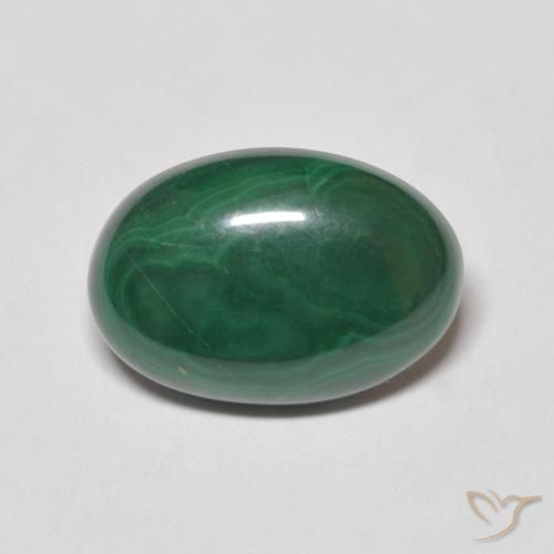 6.57ct Natürlicher Mittelgrün Malachit, Oval, Lichtundurchlässig