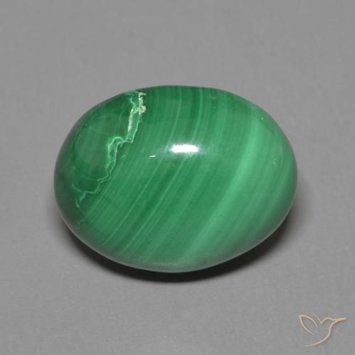 4.13ct Natürlicher Mittelgrün Malachit, Oval, Lichtundurchlässig