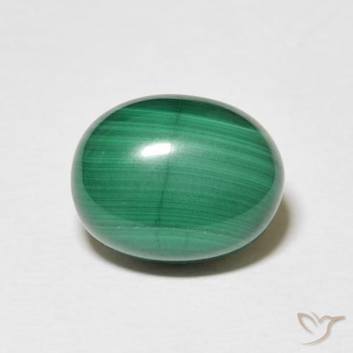 5.75ct Natürlicher Mittelgrün Malachit, Oval, Lichtundurchlässig