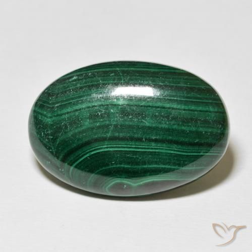 35.65ct Natürlicher Mittelgrün Malachit, Oval, Lichtundurchlässig