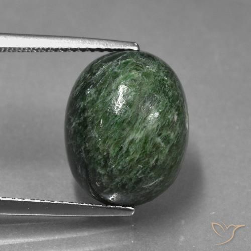 10.86ct Natürlicher Tiefes gräuliches Grün Mawsitsit, Oval, Lichtundurchlässig