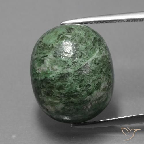 17.19ct Natürlicher Erdiges Grün Mawsitsit, Oval, Lichtundurchlässig