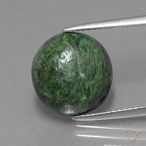 7.37ct Natürlicher dunkelgrün Mawsitsit, Runden, Lichtundurchlässig
