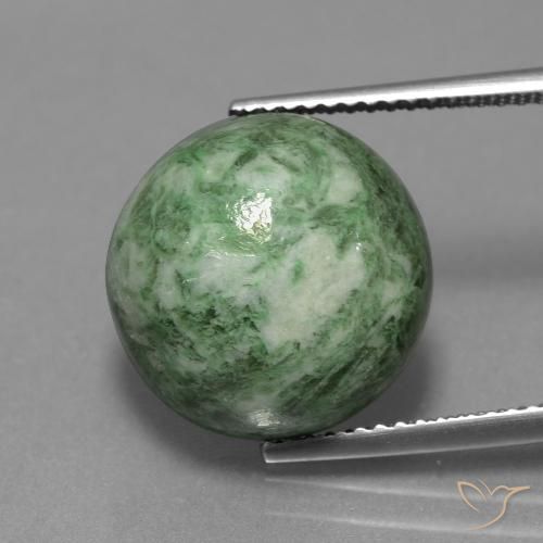 11.85ct Natürlicher Warmes Moosgrün Mawsitsit, Runden, Lichtundurchlässig