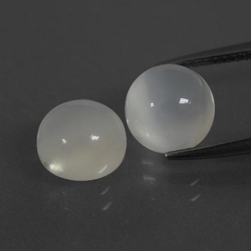 5,22 ct natürliche weißer Mondstein-Edelsteine, Rundschliff, Lichtdurchlässig
