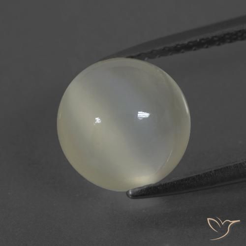 3.44ct Natürlicher Warmweiß Mondstein, Runden, Lichtdurchlässig