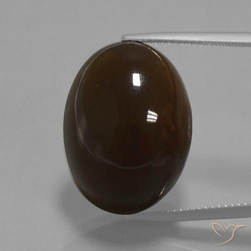 32.69ct Natürlicher dunkelbraun Mondstein, Oval, Lichtundurchlässig