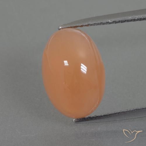 4.99ct Natürlicher Mittelorange Mondstein, Oval, Lichtdurchlässig