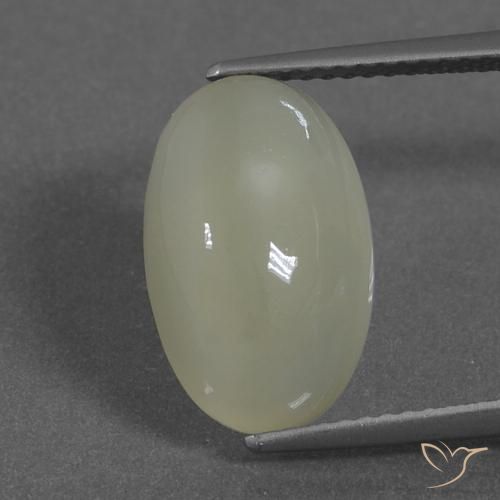5.76ct Natürlicher Graugelb-Grün Mondstein, Oval, Lichtdurchlässig