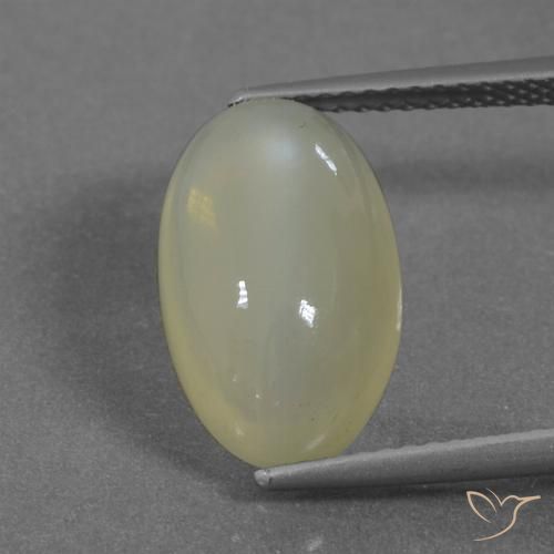 5.56ct Natürlicher Mittelgelb Mondstein, Oval, Lichtdurchlässig