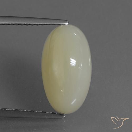 6.36ct Natürlicher Graugelb-Grün Mondstein, Oval, Lichtdurchlässig