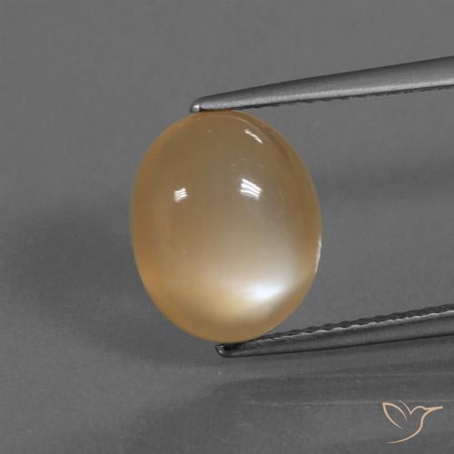 4.18ct Natürlicher orange-creme Mondstein, Oval, Lichtdurchlässig