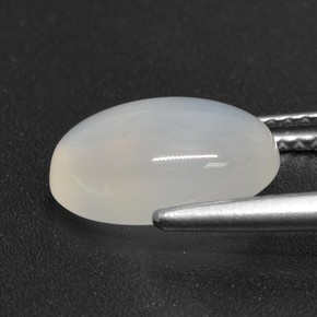 3,32 ctw natürlicher weißer Mondstein, Oval Schliff, Lichtdurchlässig