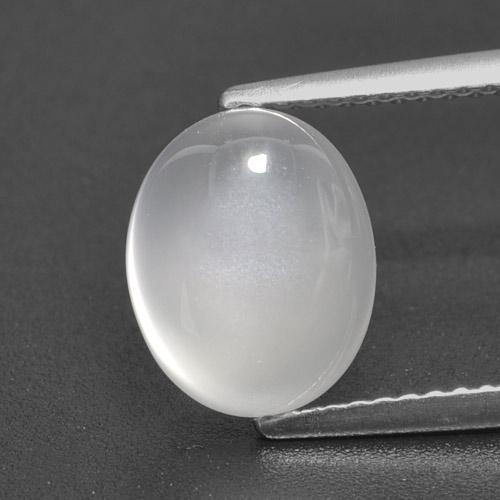 3,09 ctw natürlicher weißer Mondstein, Oval Schliff, Lichtdurchlässig