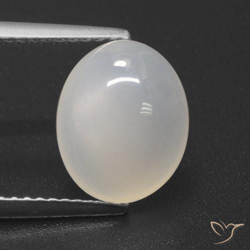 3.49ct Natürlicher Durchscheinendes Weiß Mondstein, Oval, Lichtdurchlässig