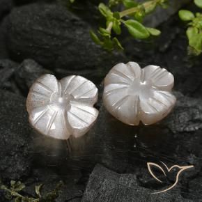 3.96 ct natürliche Warmes Hellbraun Mondstein-Edelsteine, Blumen-Schliff, Lichtdurchlässig